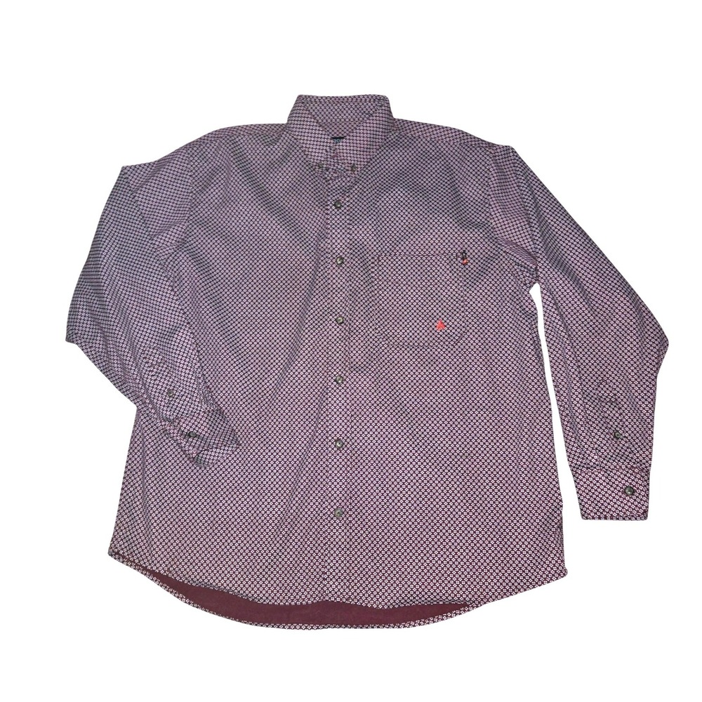 Forge FR NEW Work Shirt Mens XL Maroon Geometric Flame Resistant NFPA 2112 CAT 2